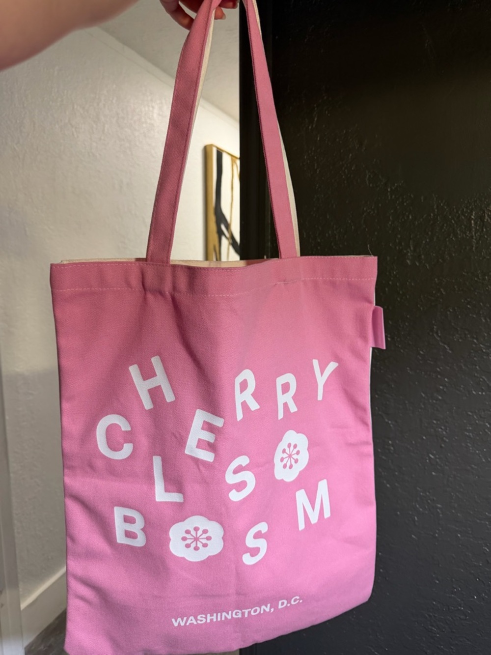 Cherry Blossom Canvas Tote Bag - Pink